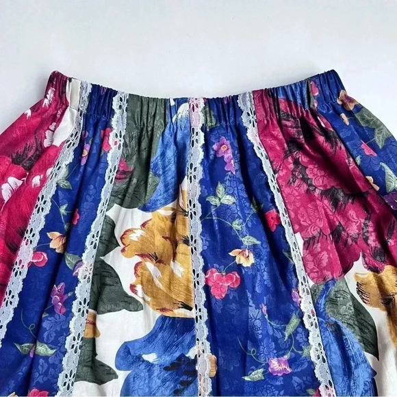 1950s Vintage Floral Print Cotton Full Midi Skirt - Picture 12 of 14